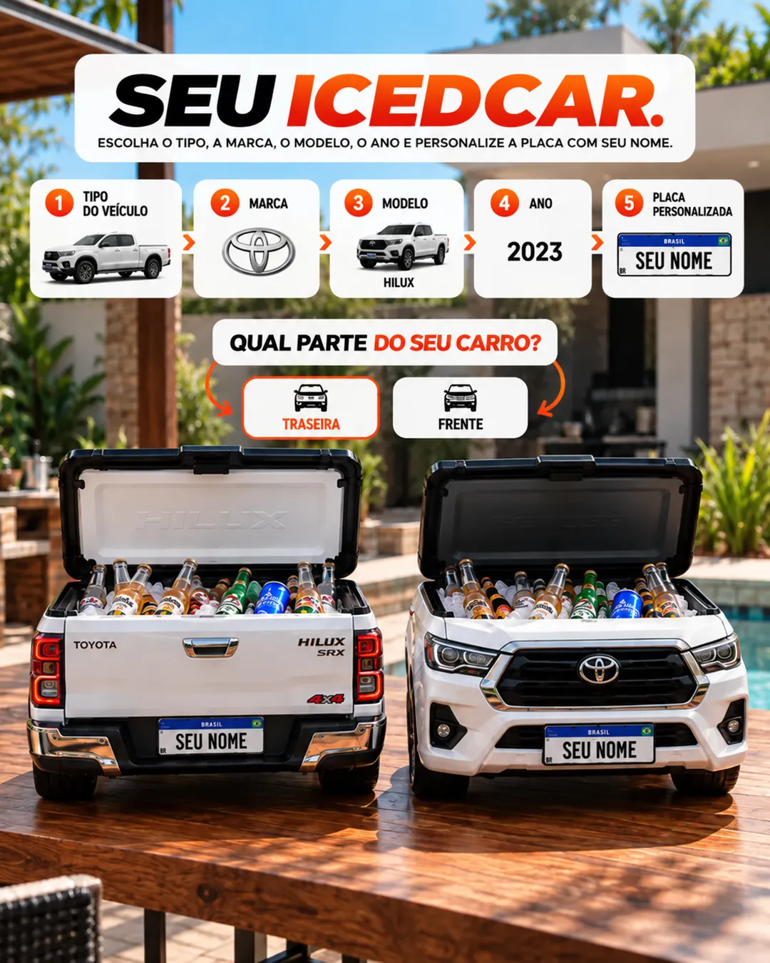 Personalização do IcedCar com seu carro e seu nome na placa